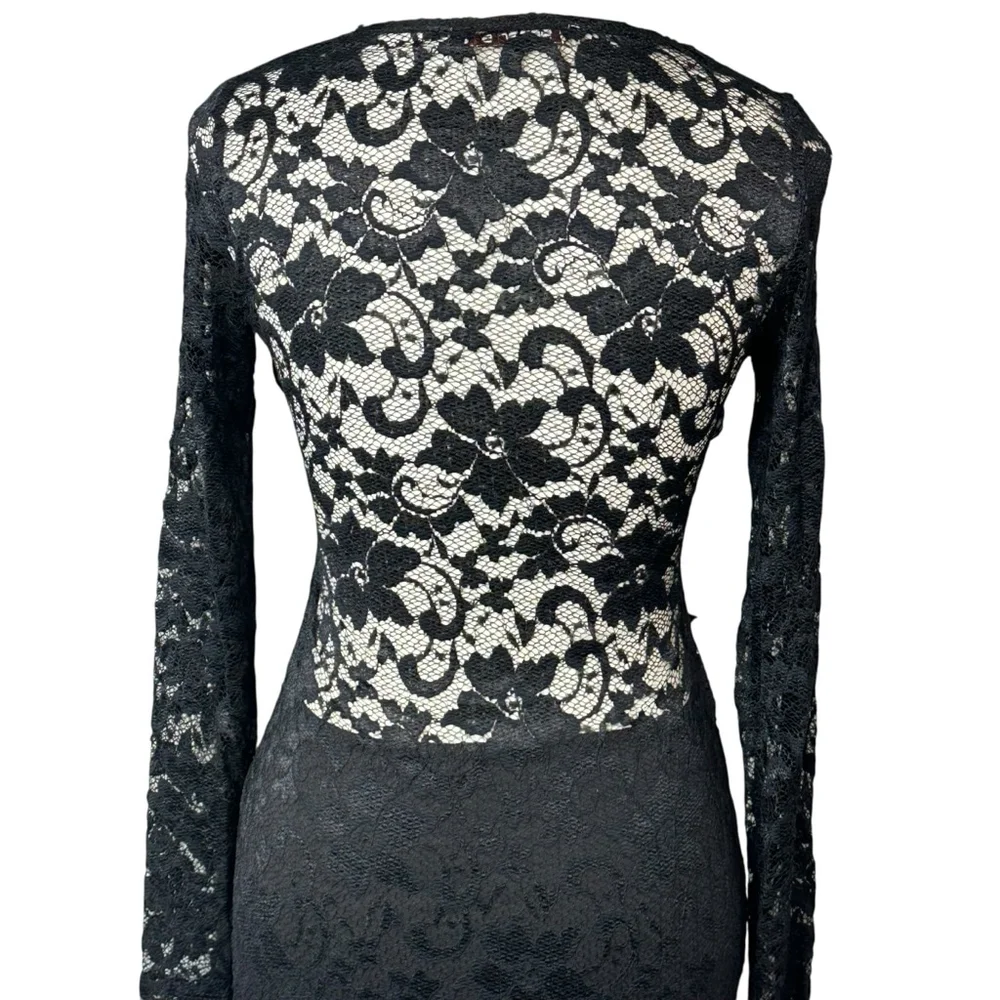 Y2K Arden B. Insane black lace Whimsygoth long sleeve dress - Picture 3 of 6